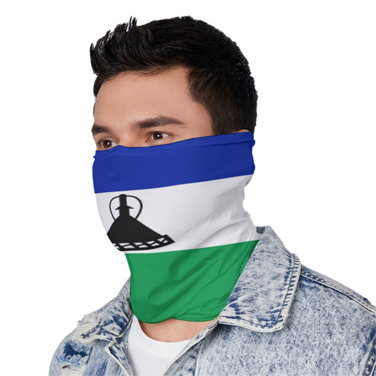 Lesotho Flag Neck Gaiter – African Multi-Use Face Cover, Head Wrap & Bandana