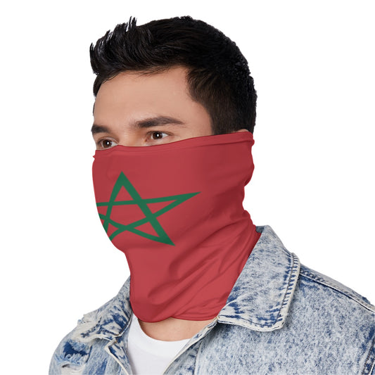 Morocco Flag Neck Gaiter – African Multi-Use Face Cover, Head Wrap & Bandana