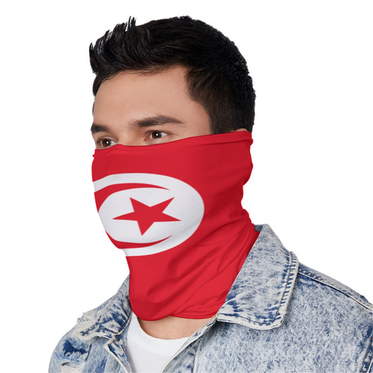 Tunisia Flag Neck Gaiter – African Multi-Use Face Cover, Head Wrap & Bandana