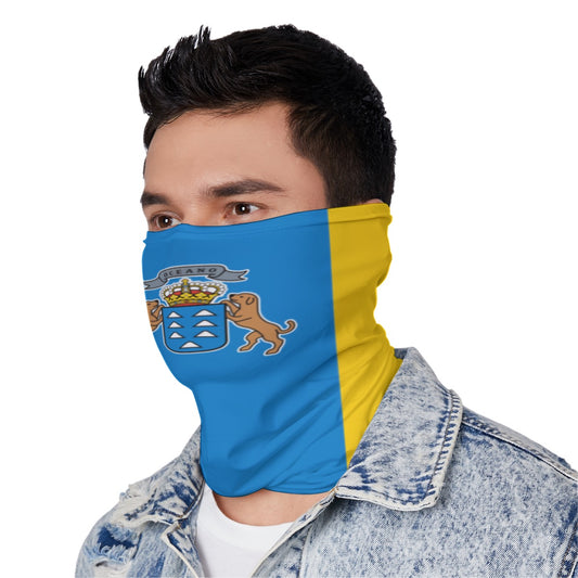 Canary Islands Flag Neck Gaiter – African Multi-Use Face Cover, Head Wrap & Bandana