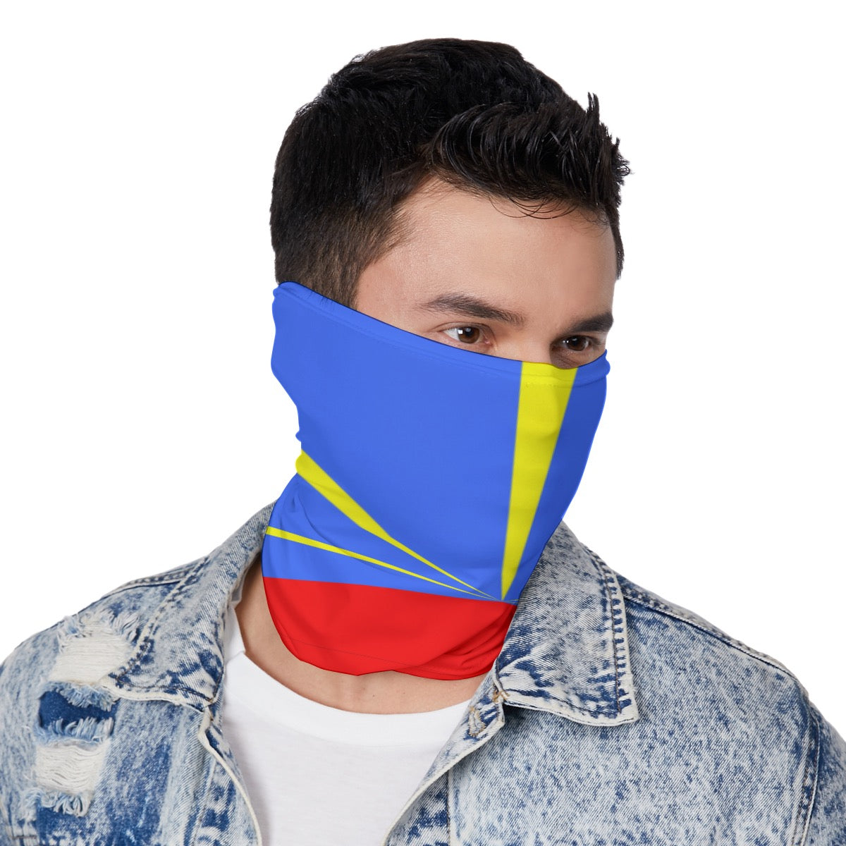 Reunion Flag Neck Gaiter – African Multi-Use Face Cover, Head Wrap & Bandana