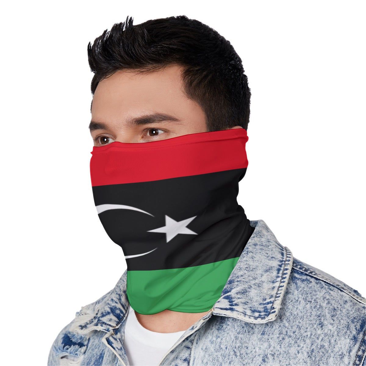 Libya Flag Neck Gaiter – African Multi-Use Face Cover, Head Wrap & Bandana