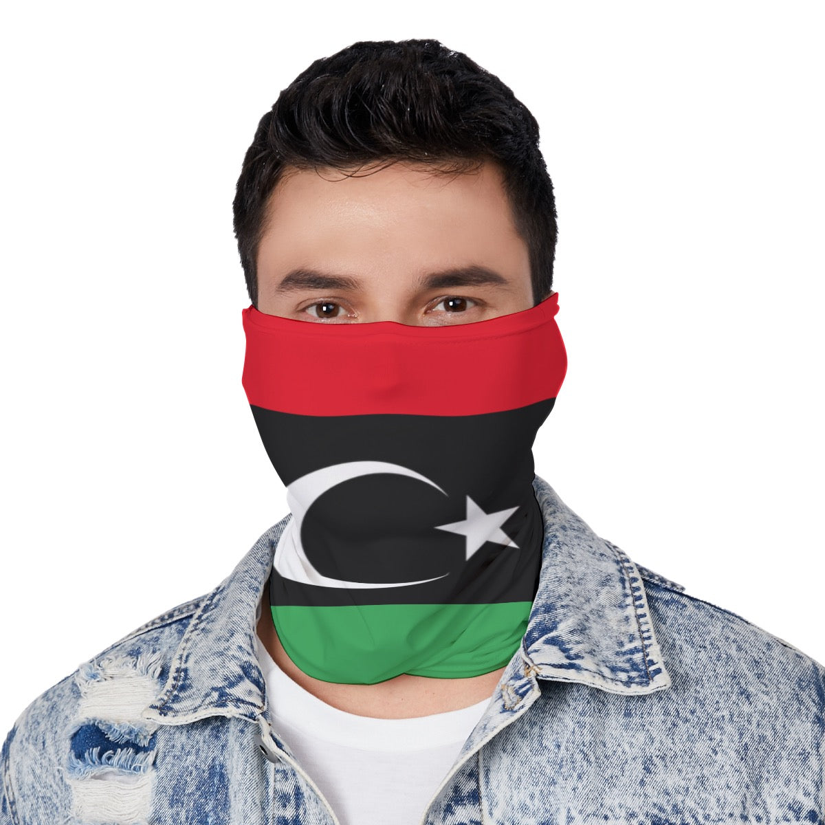 Libya Flag Neck Gaiter – African Multi-Use Face Cover, Head Wrap & Bandana