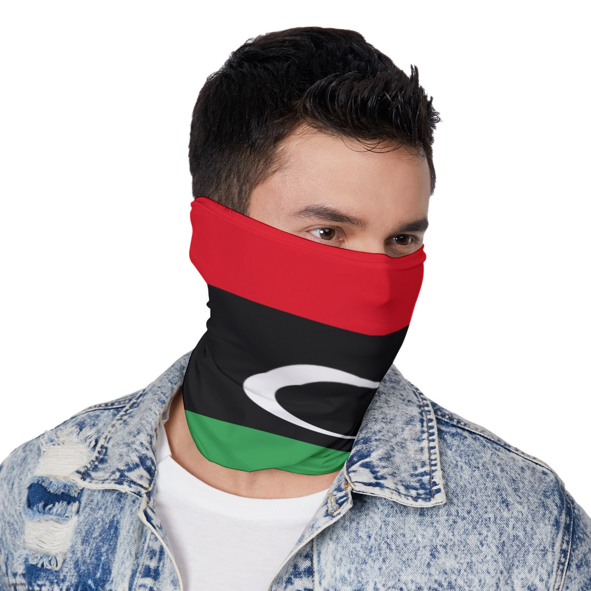 Libya Flag Neck Gaiter – African Multi-Use Face Cover, Head Wrap & Bandana