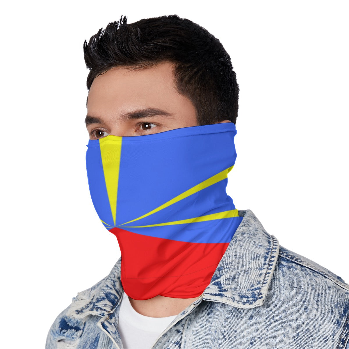 Reunion Flag Neck Gaiter – African Multi-Use Face Cover, Head Wrap & Bandana