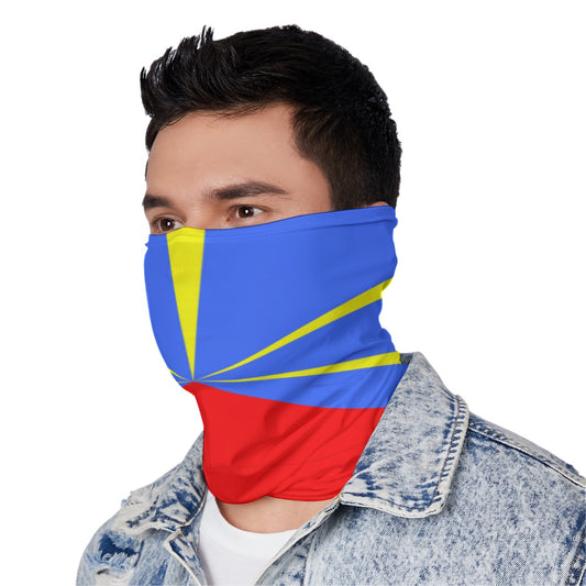 Reunion Flag Neck Gaiter – African Multi-Use Face Cover, Head Wrap & Bandana