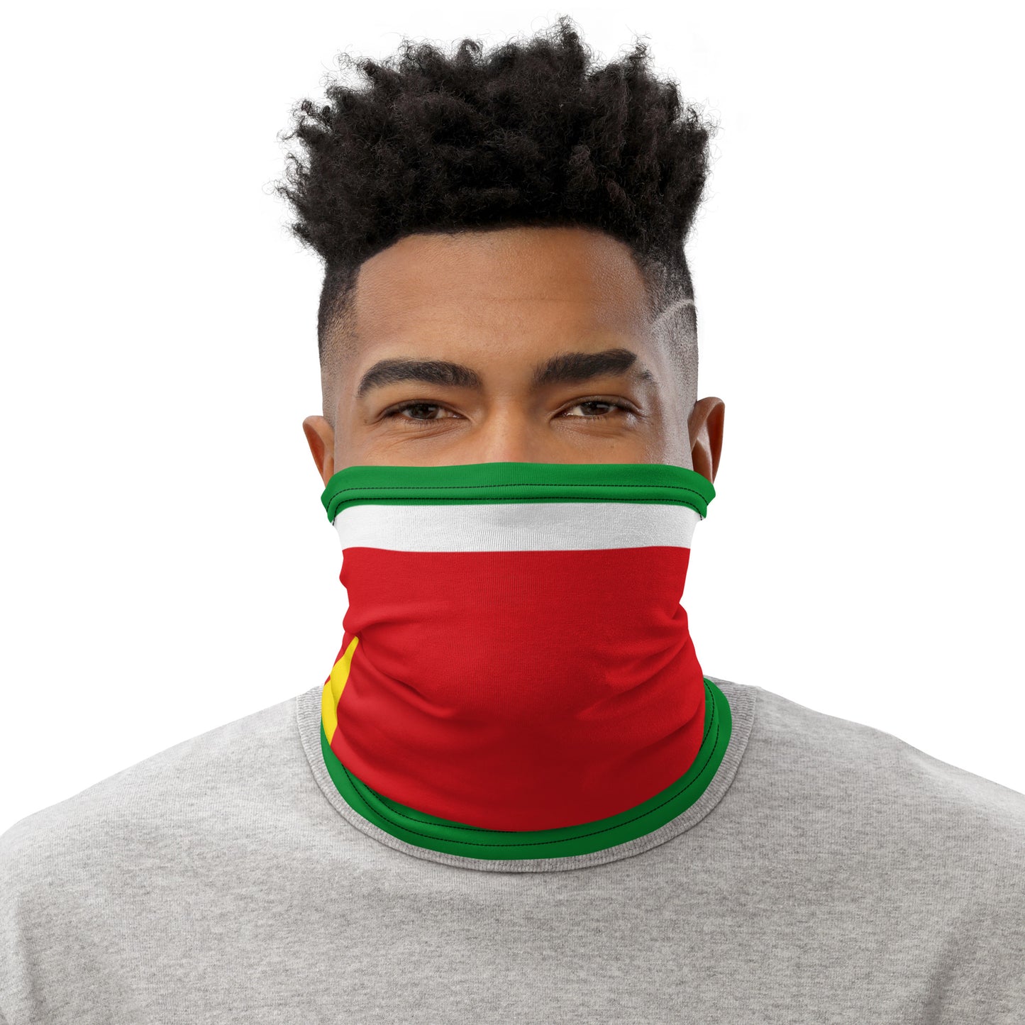 Guadeloupe Flag Neck Gaiter (Red) – French Caribbean Multi-Use Face Cover, Head Wrap & Bandana