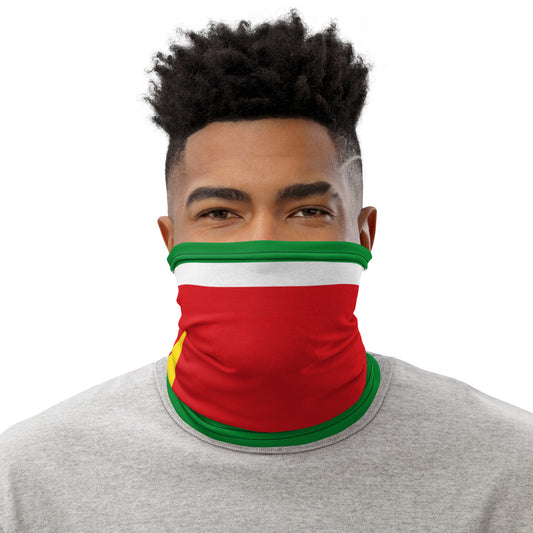 Guadeloupe Flag Neck Gaiter (Red) – French Caribbean Multi-Use Face Cover, Head Wrap & Bandana