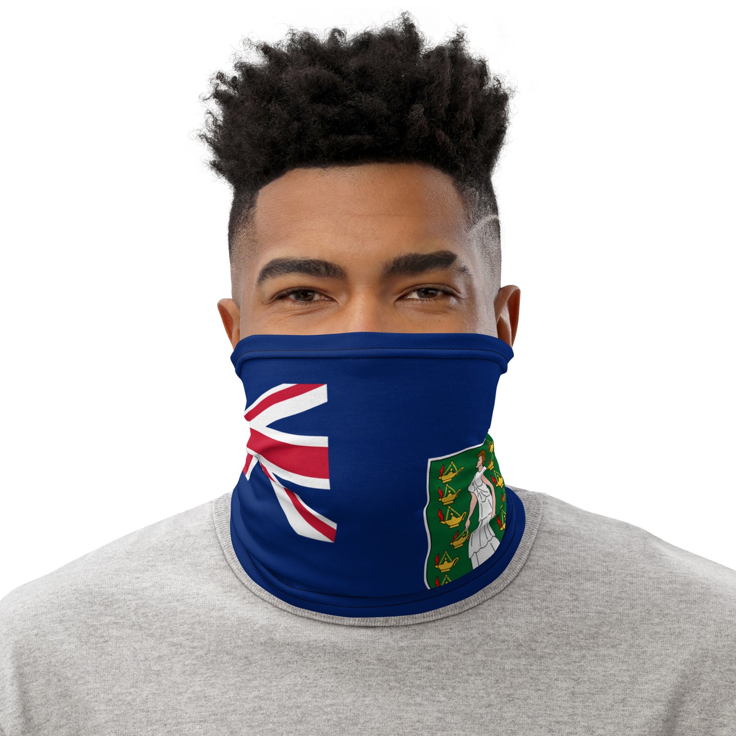 British Virgin Islands Flag Neck Gaiter Flag Neck Gaiter – Caribbean Multi-Use Face Cover, Head Wrap & Bandana