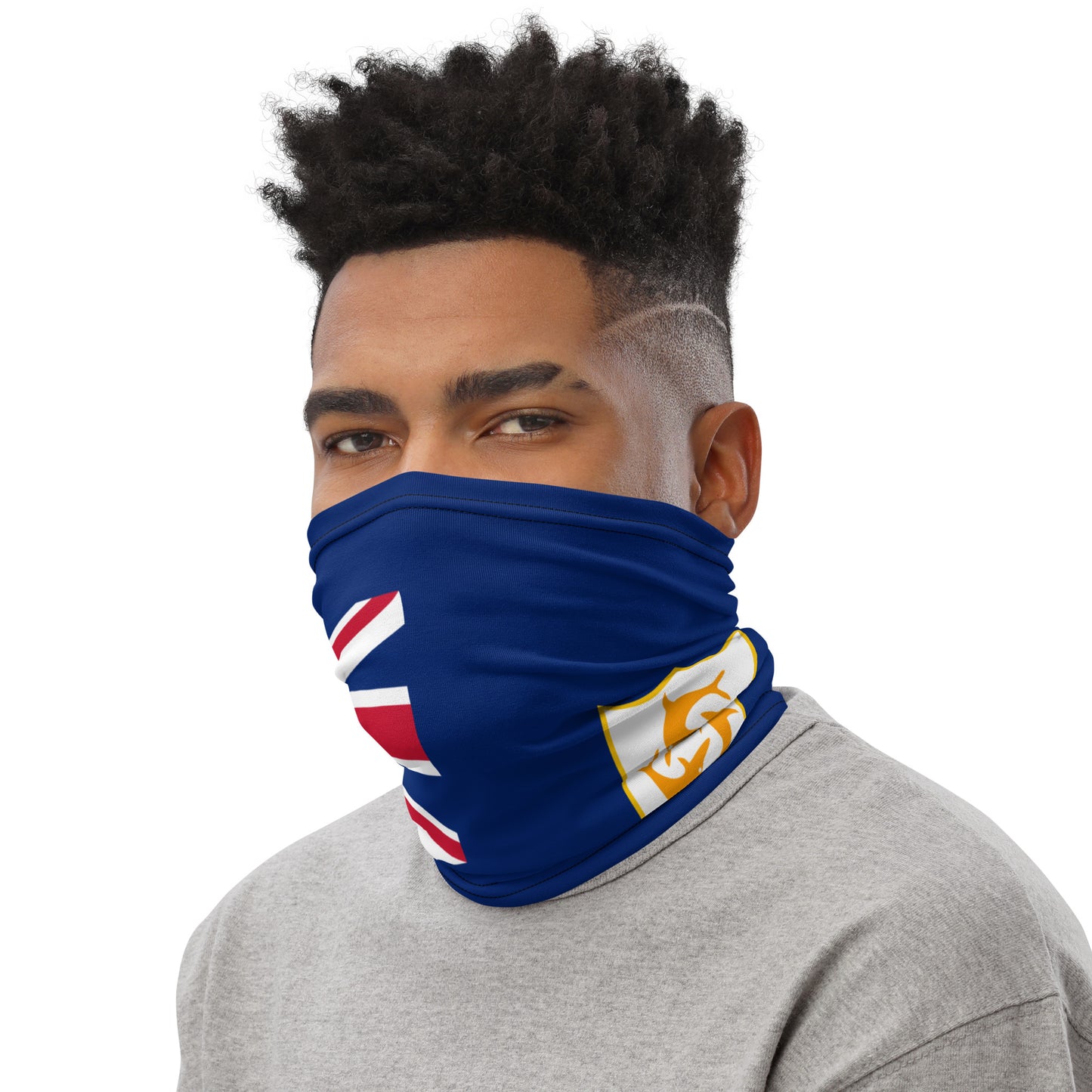 Anguilla Flag Neck Gaiter – Caribbean Multi-Use Face Cover, Head Wrap & Bandana