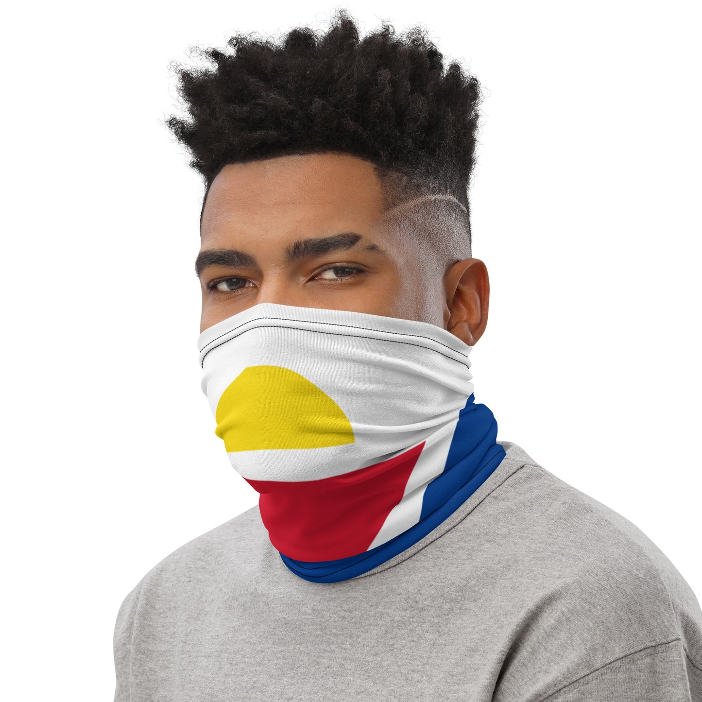 St. Martin Flag Neck Gaiter – French Caribbean Multi-Use Face Cover, Head Wrap & Bandana