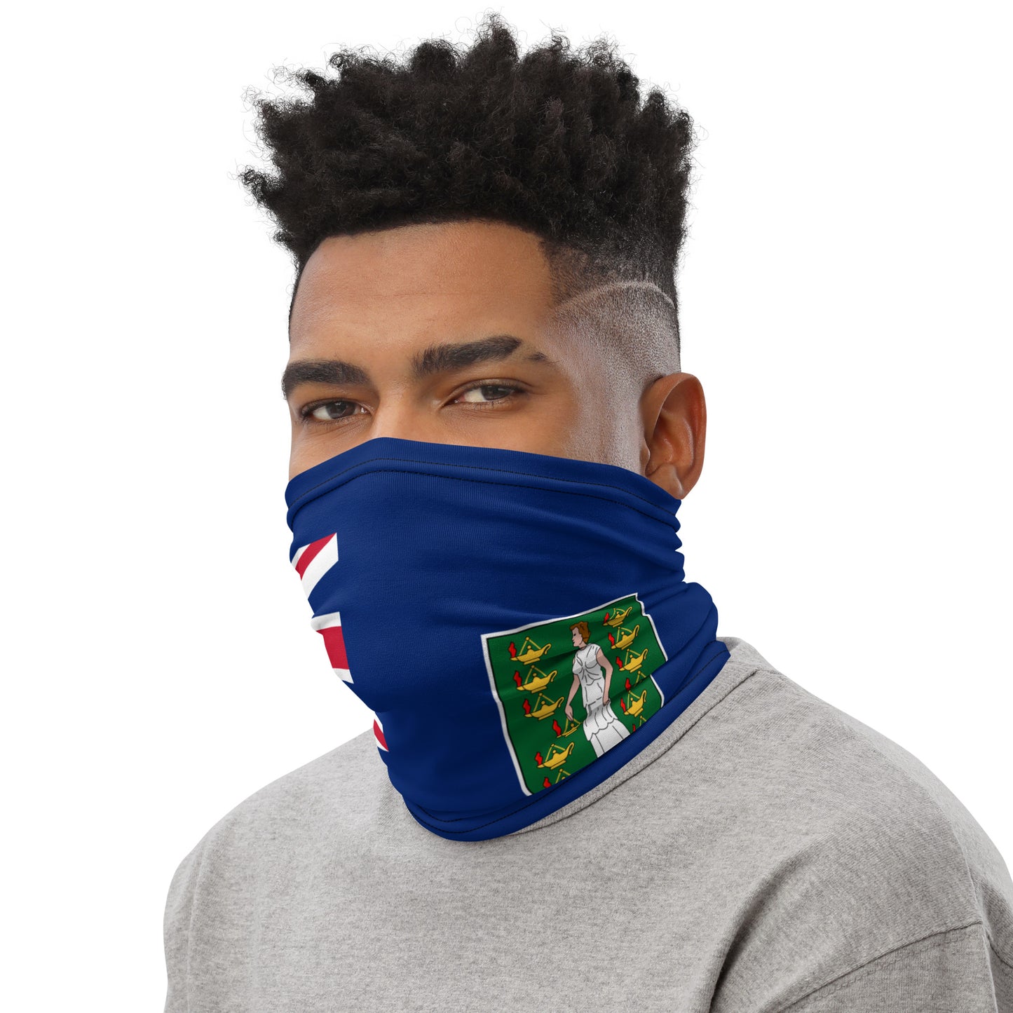 British Virgin Islands Flag Neck Gaiter Flag Neck Gaiter – Caribbean Multi-Use Face Cover, Head Wrap & Bandana