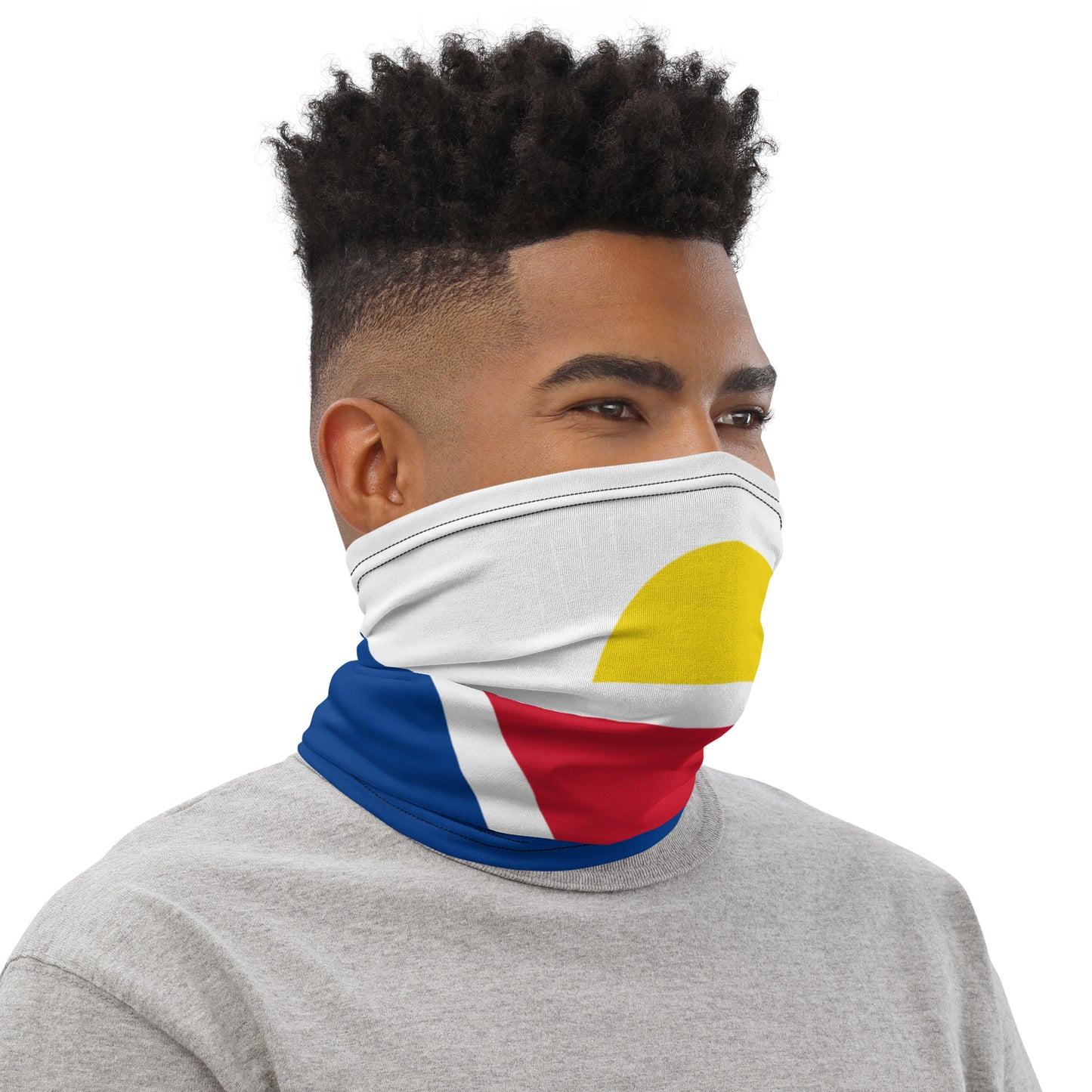 St. Martin Flag Neck Gaiter – French Caribbean Multi-Use Face Cover, Head Wrap & Bandana