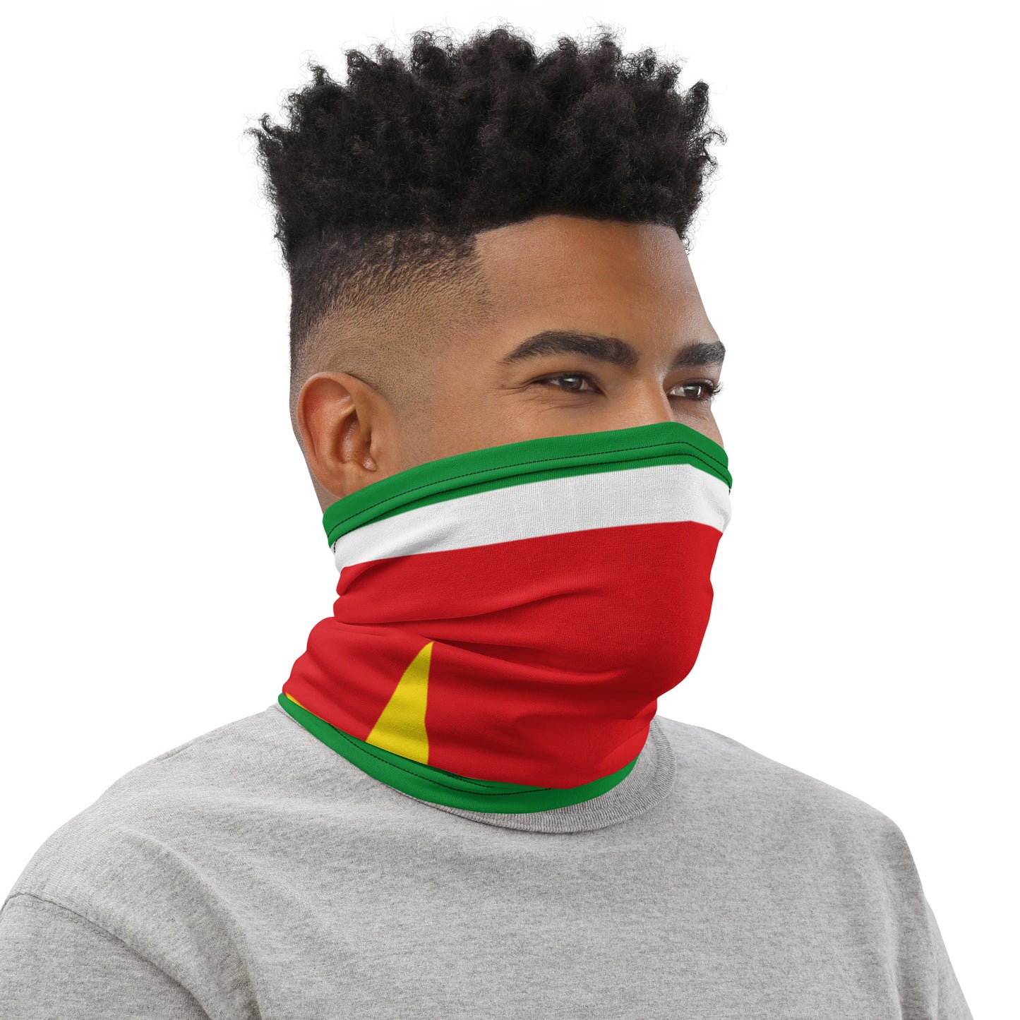 Guadeloupe Flag Neck Gaiter (Red) – French Caribbean Multi-Use Face Cover, Head Wrap & Bandana