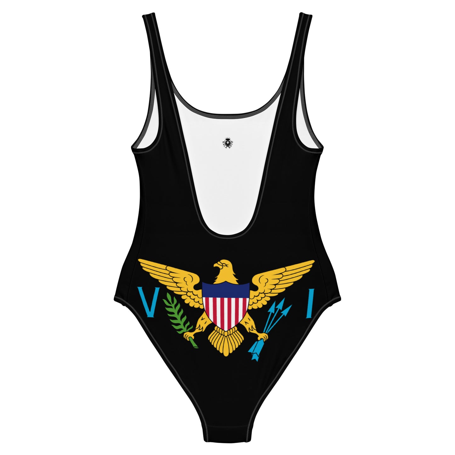U.S. Virgin Islands Flag Swimsuit – USVI Caribbean One-Piece Swimwear (Black)