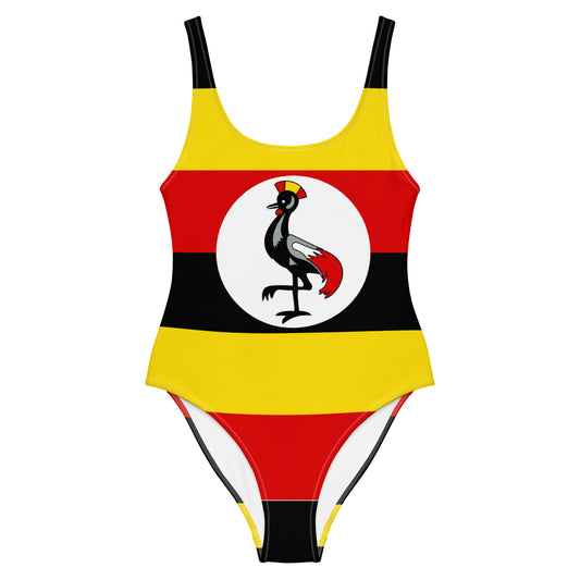 Uganda Flag Swimsuit – African Beachwear, Afro Caribbean One-Piece Swimwear