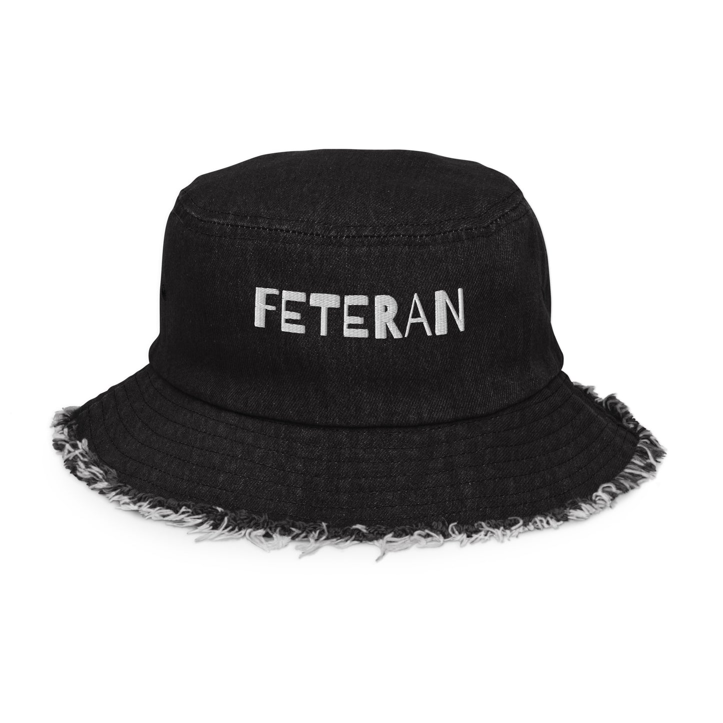 Feteran - Distressed denim bucket hat
