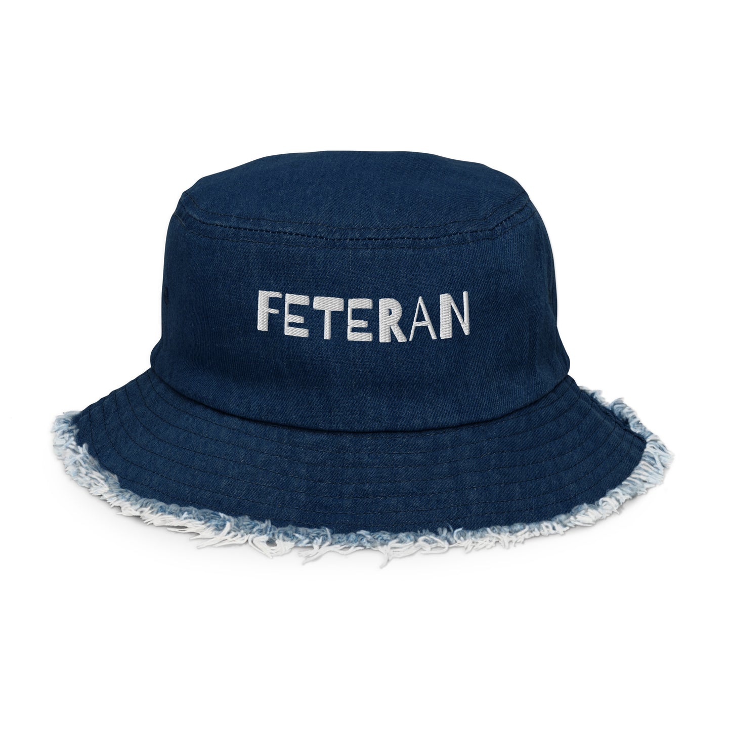Feteran - Distressed denim bucket hat