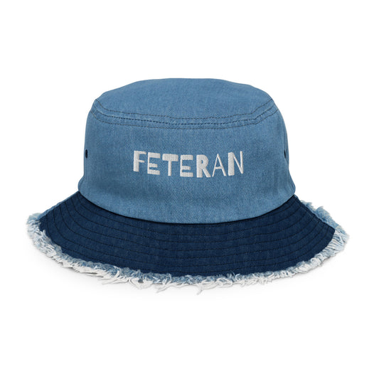 Feteran - Distressed denim bucket hat