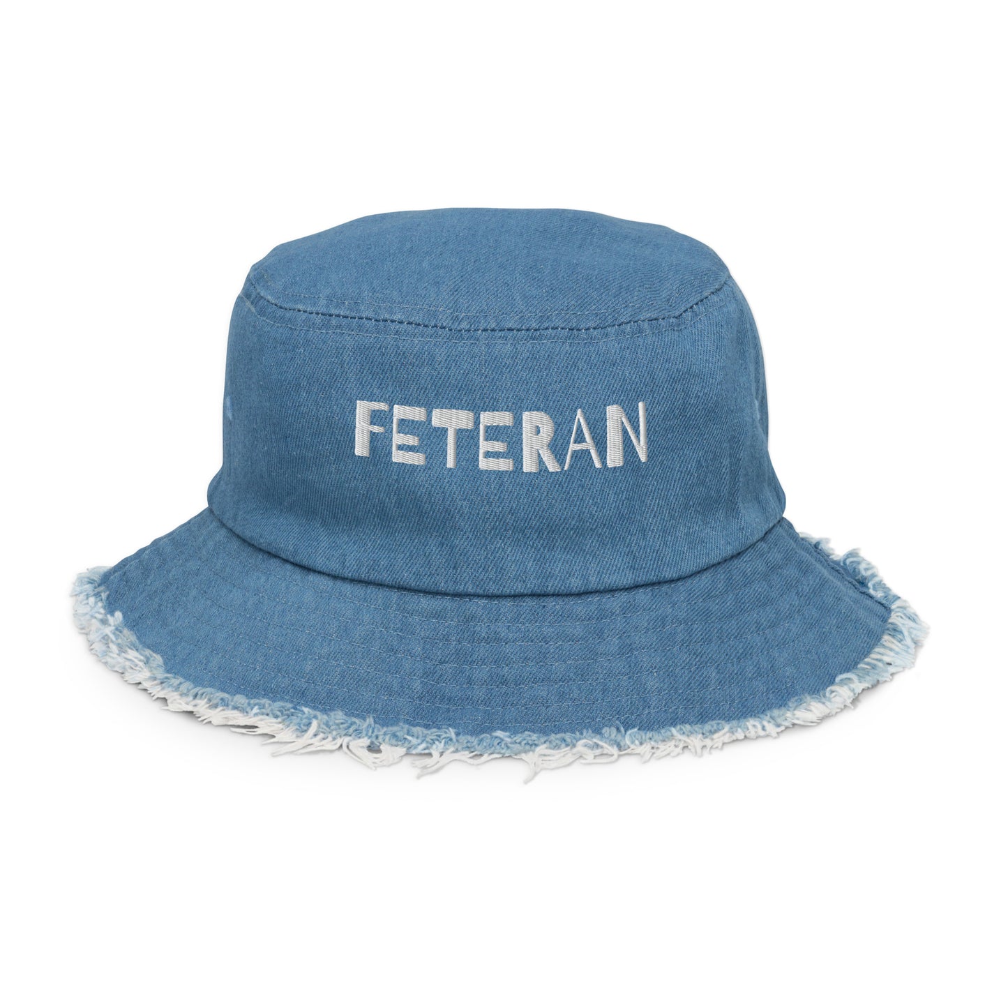 Feteran - Distressed denim bucket hat