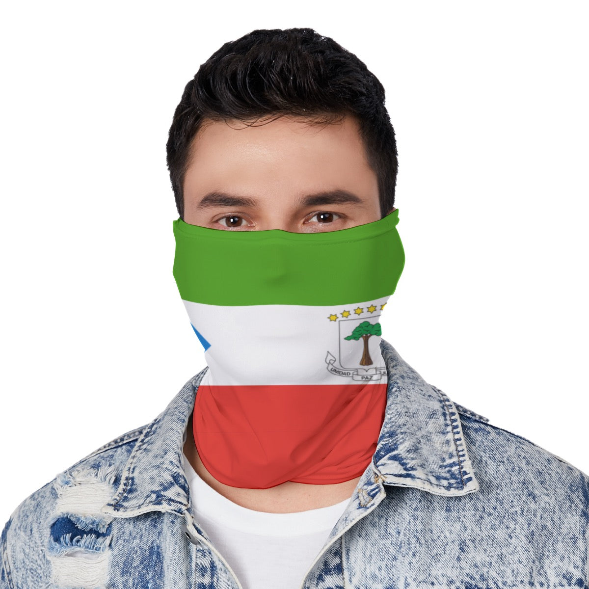 Equatorial Guinea Flag Neck Gaiter – African Multi-Use Face Cover, Head Wrap & Bandana