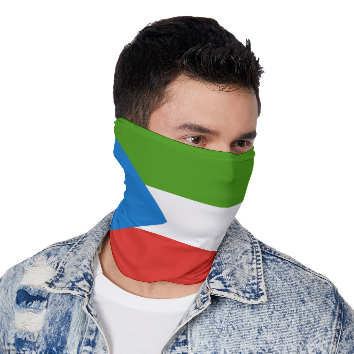 Equatorial Guinea Flag Neck Gaiter – African Multi-Use Face Cover, Head Wrap & Bandana