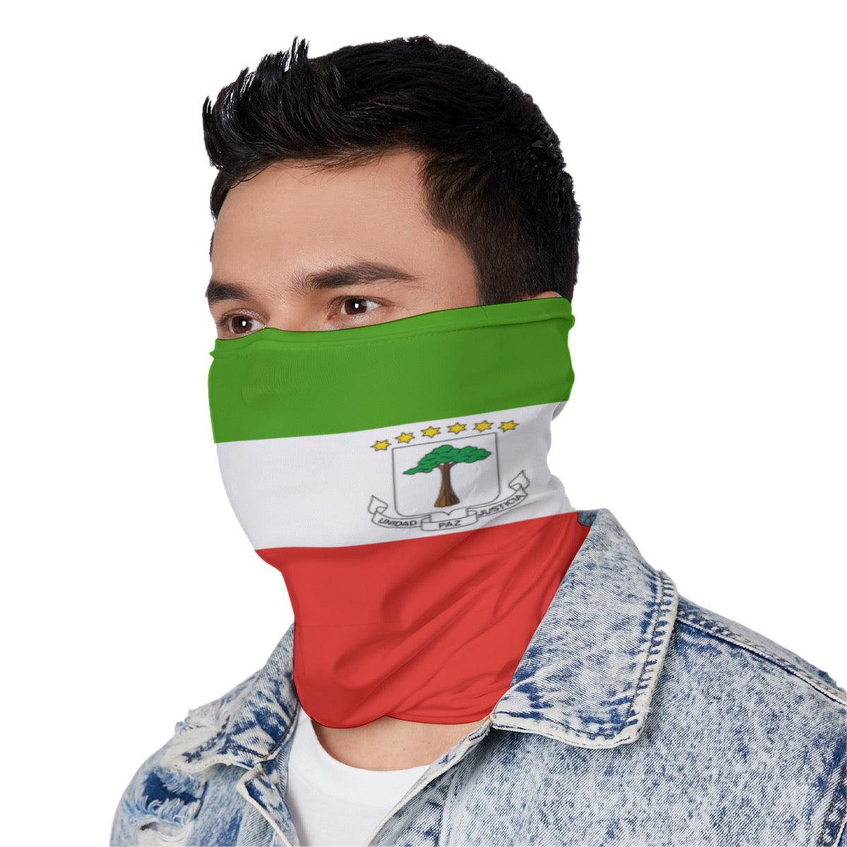 Equatorial Guinea Flag Neck Gaiter – African Multi-Use Face Cover, Head Wrap & Bandana