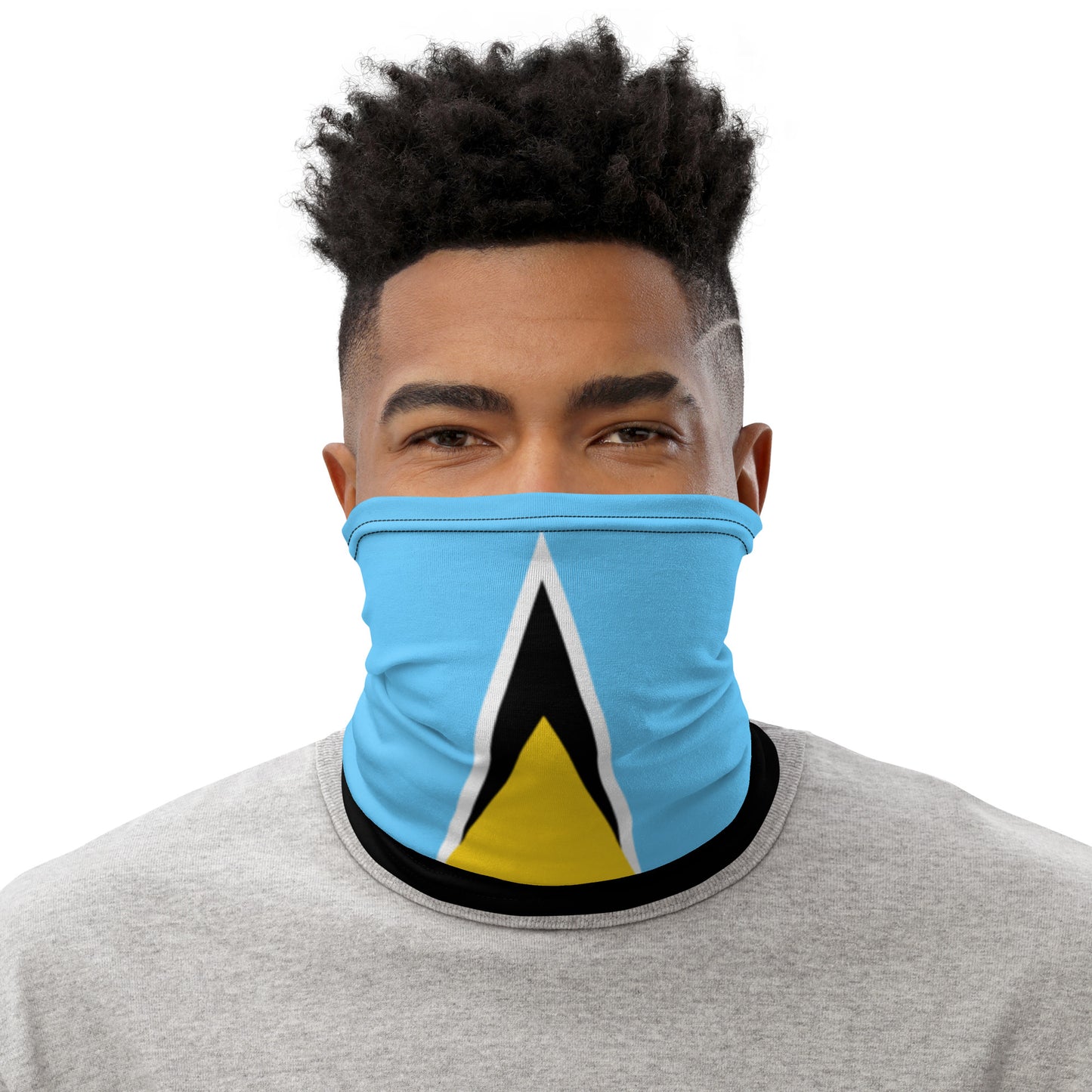 St. Lucia Flag Neck Gaiter – Caribbean Multi-Use Face Cover, Head Wrap & Bandana
