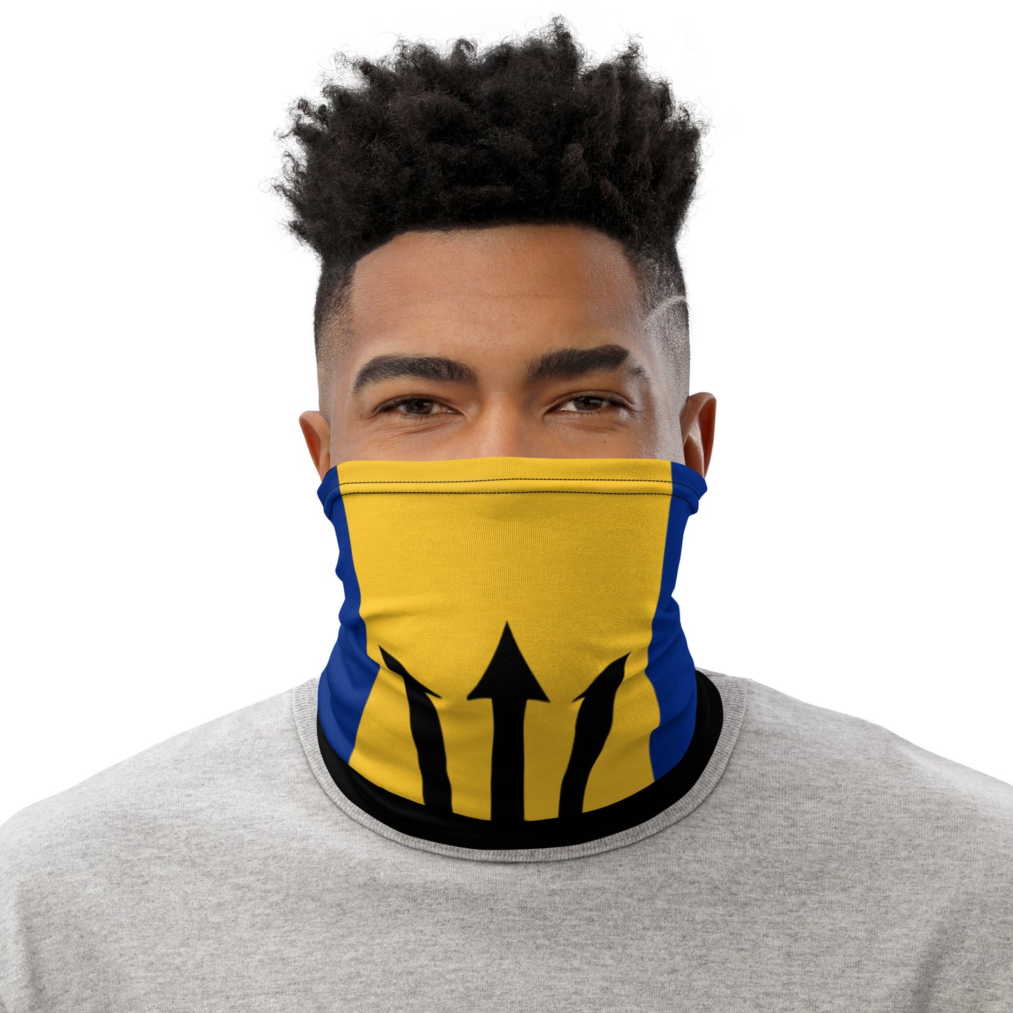 Barbados Flag Neck Gaiter – Caribbean Multi-Use Face Cover, Head Wrap & Bandana