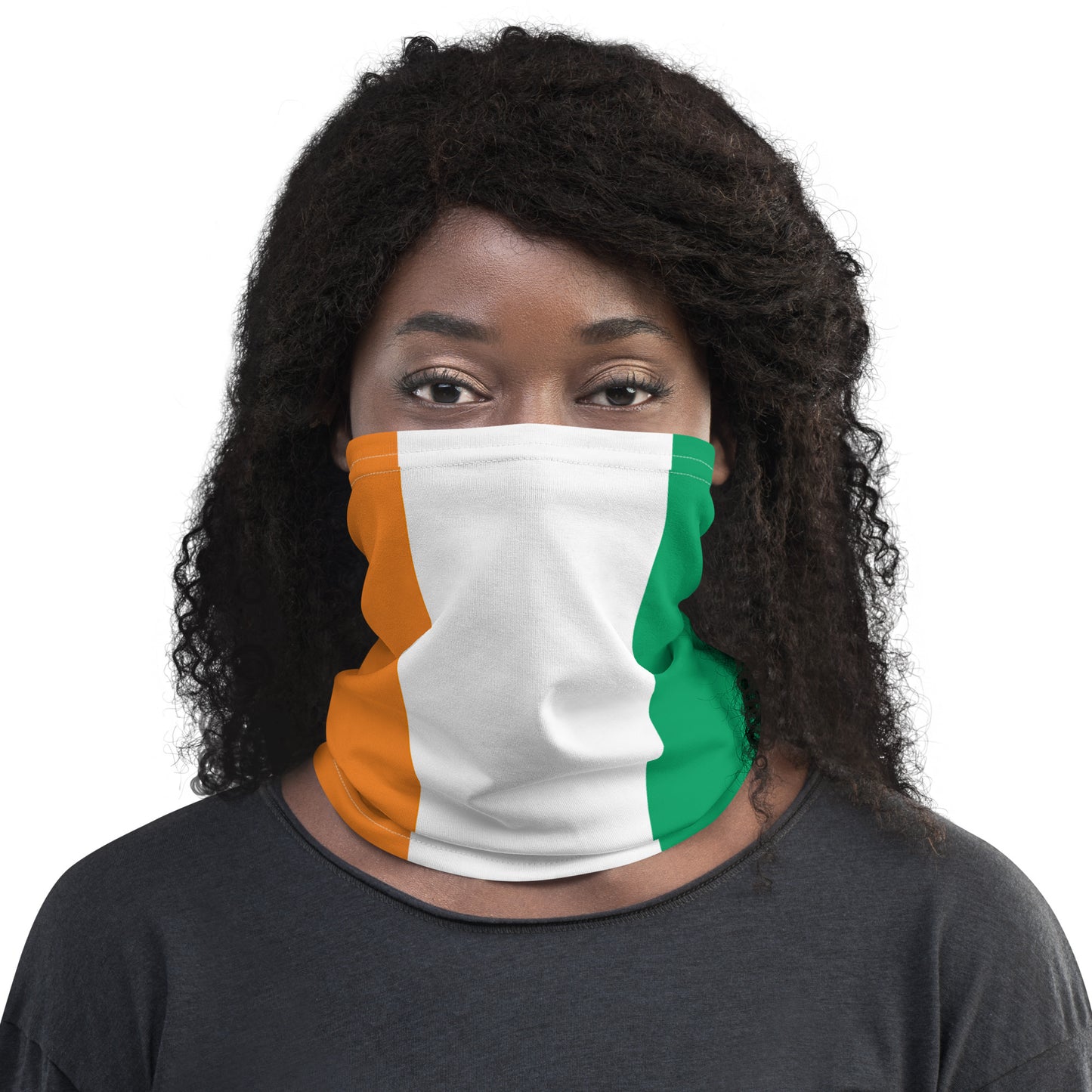 Ivory Coast, Côte d'Ivoire Flag Neck Gaiter – African Multi-Use Face Cover, Head Wrap & Bandana
