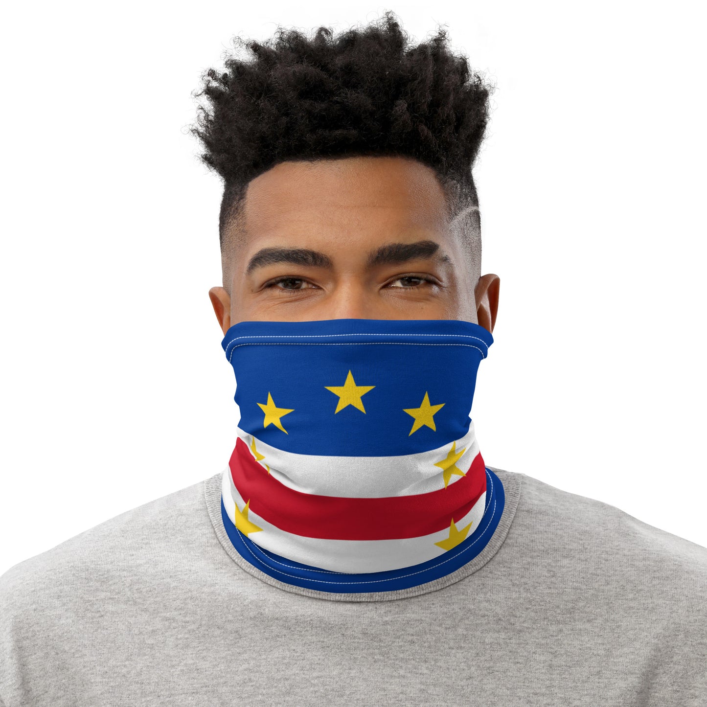 Cape Verde Flag Neck Gaiter – African Multi-Use Face Cover, Head Wrap & Bandana