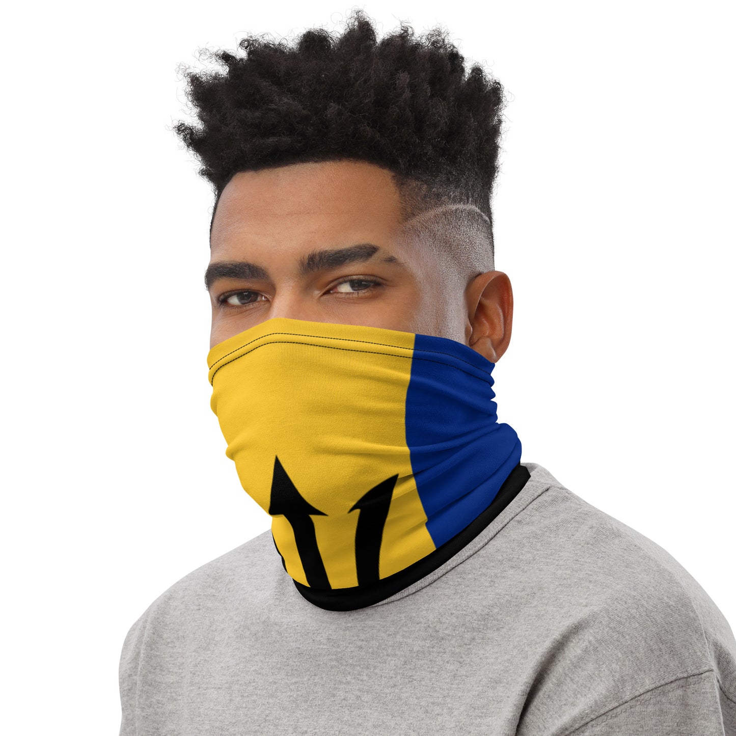Barbados Flag Neck Gaiter – Caribbean Multi-Use Face Cover, Head Wrap & Bandana