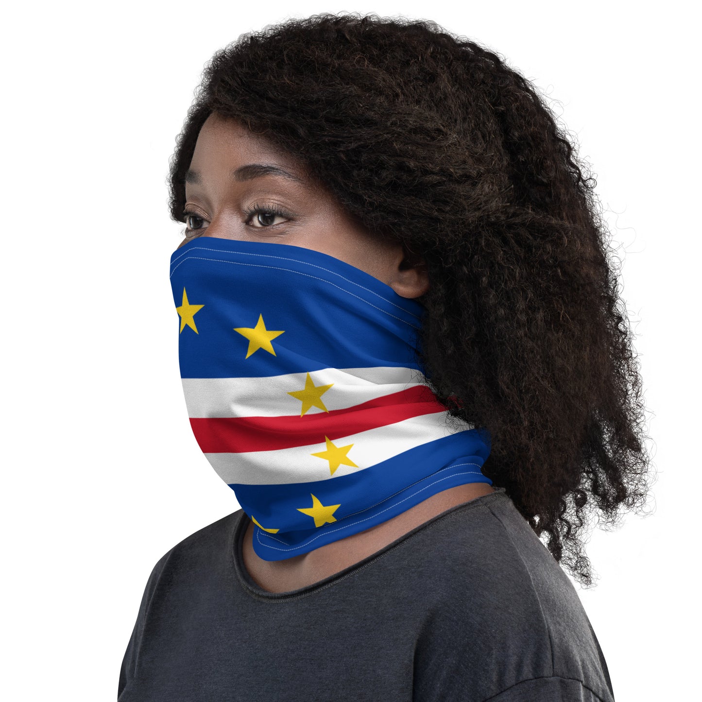 Cape Verde Flag Neck Gaiter – African Multi-Use Face Cover, Head Wrap & Bandana