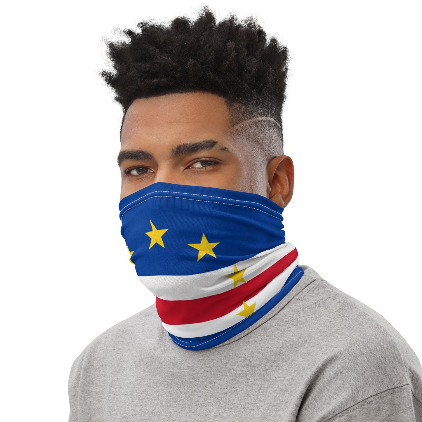 Cape Verde Flag Neck Gaiter – African Multi-Use Face Cover, Head Wrap & Bandana