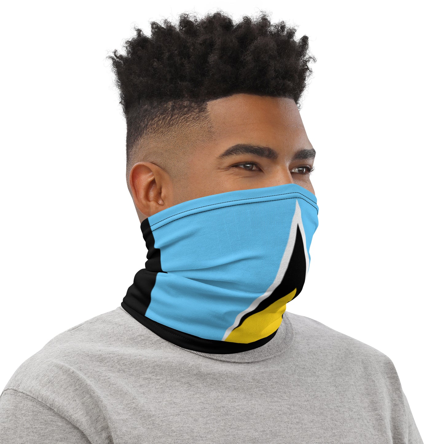 St. Lucia Flag Neck Gaiter – Caribbean Multi-Use Face Cover, Head Wrap & Bandana