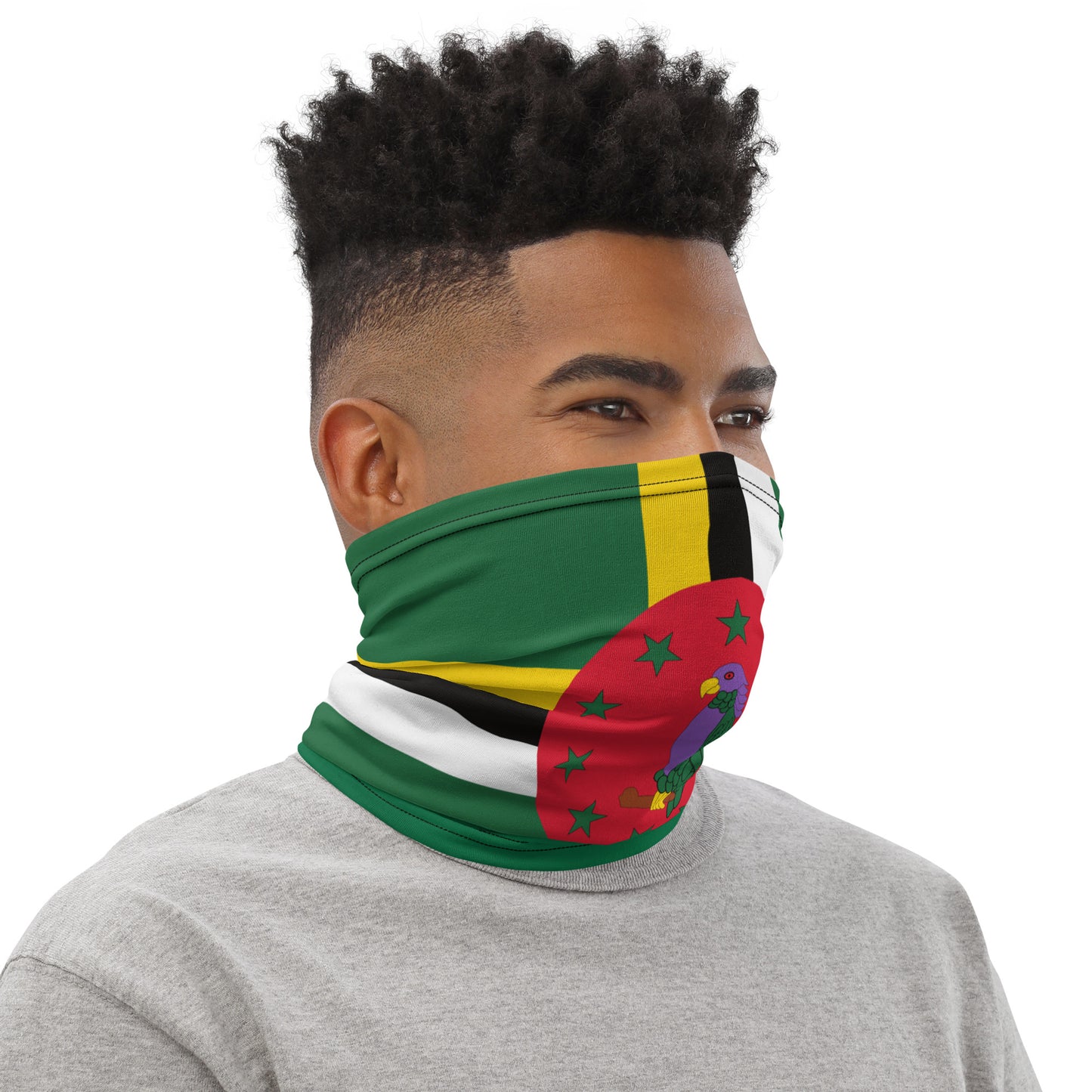 Dominica Flag Neck Gaiter – Caribbean Multi-Use Face Cover, Head Wrap & Bandana