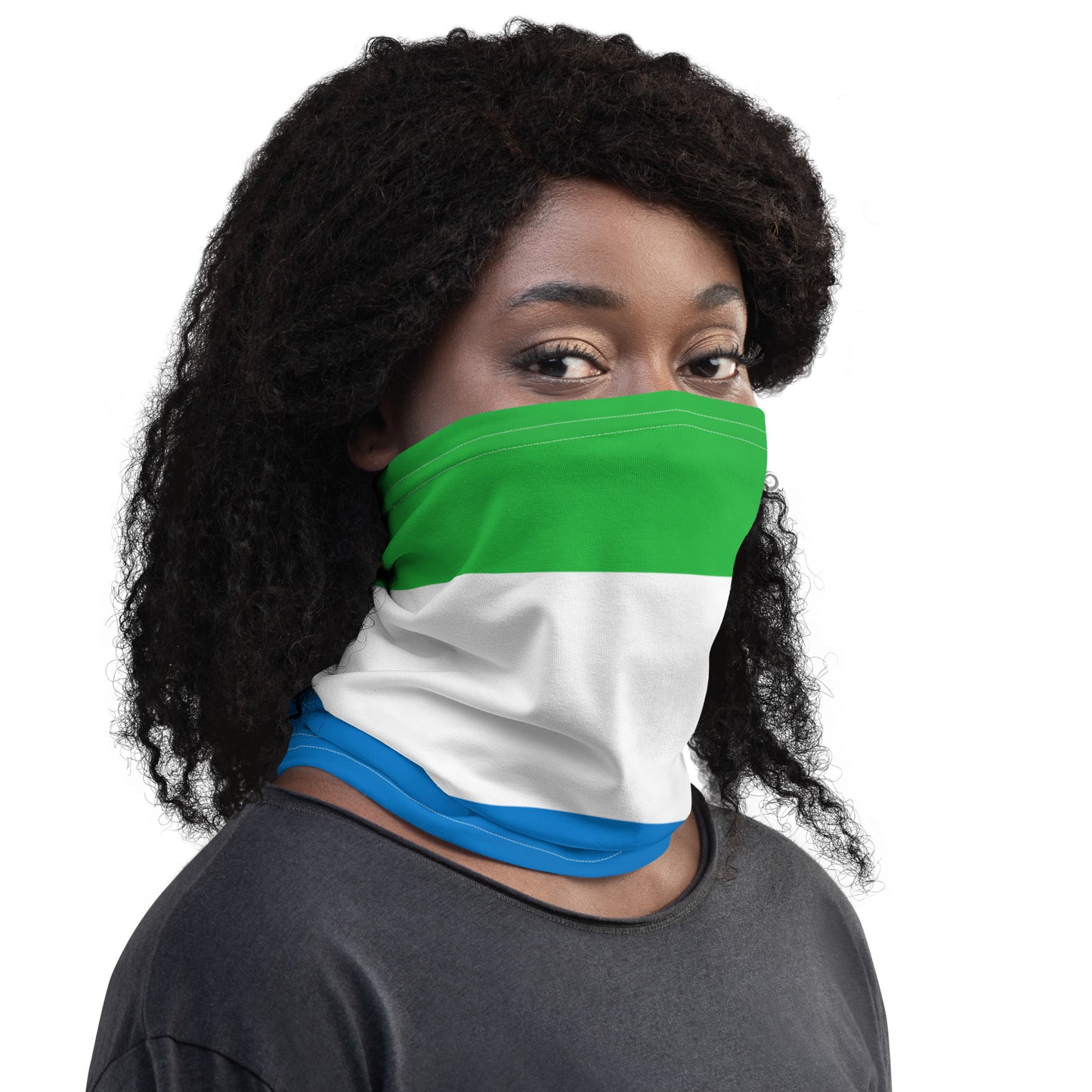 Sierra Leone Flag Neck Gaiter – African Multi-Use Face Cover, Head Wrap & Bandana