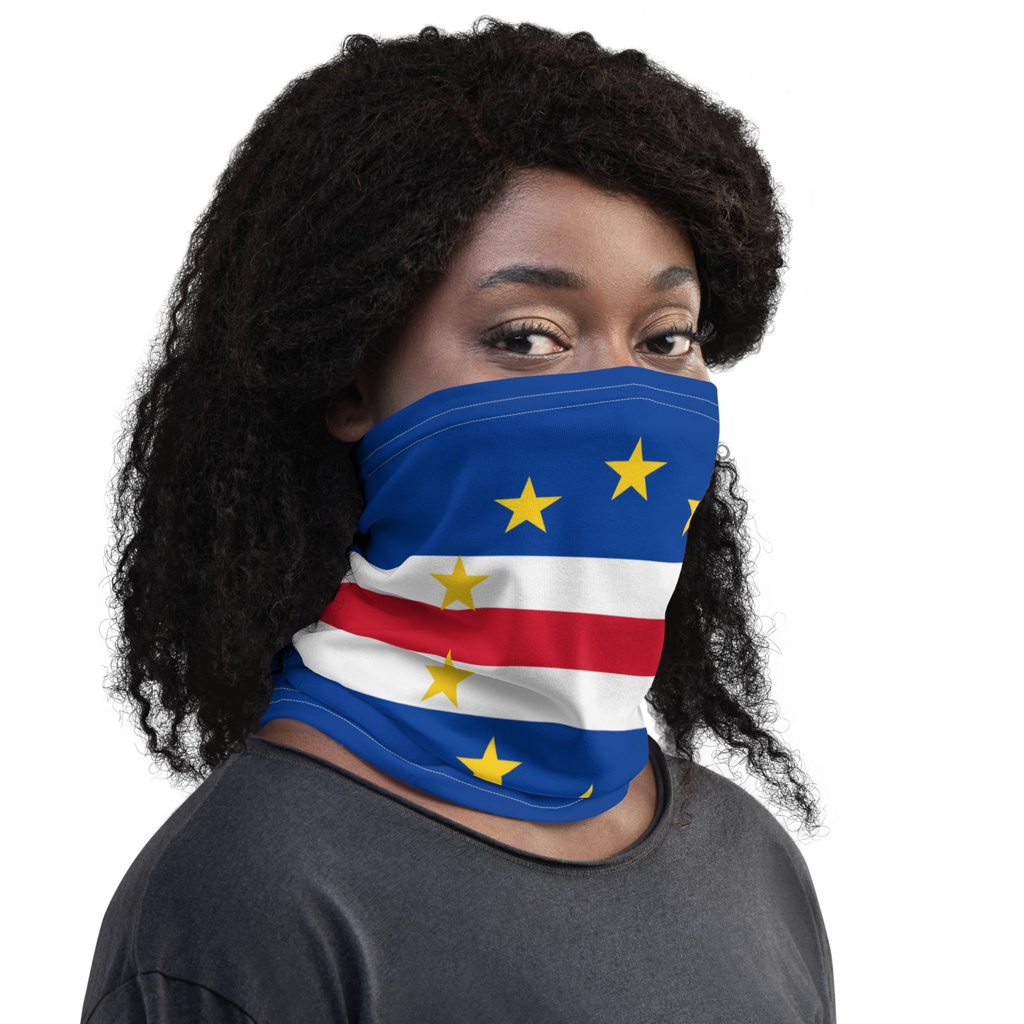 Cape Verde Flag Neck Gaiter – African Multi-Use Face Cover, Head Wrap & Bandana