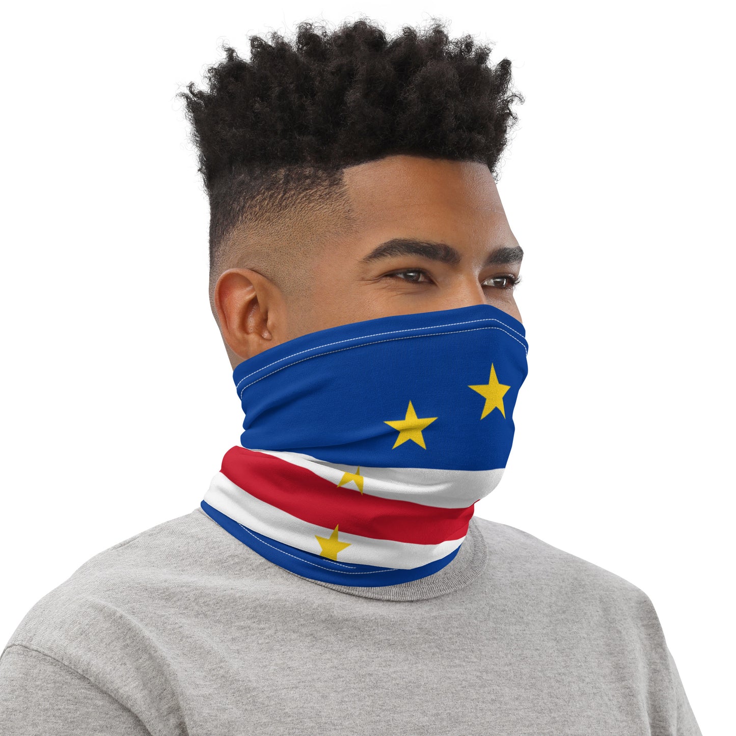 Cape Verde Flag Neck Gaiter – African Multi-Use Face Cover, Head Wrap & Bandana