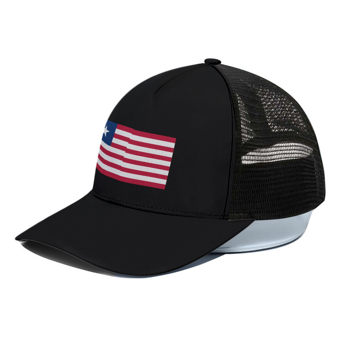 Liberia Trucker Hat - Black Half-mesh