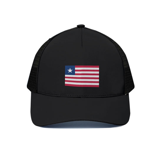 Liberia Trucker Hat - Black Half-mesh